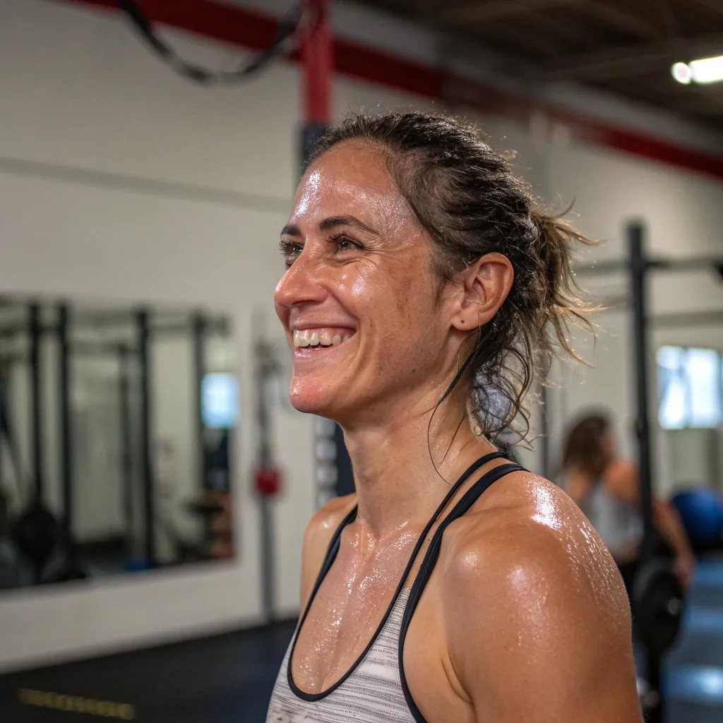 Jane Doe smiling after a workout